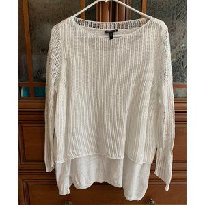 Eileen Fisher white organic linen, mesh top with lining, size L